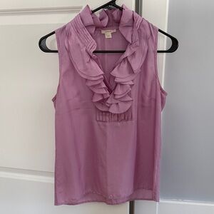 J Crew Women's Silk Ruffled Sleeveless Top - Purple